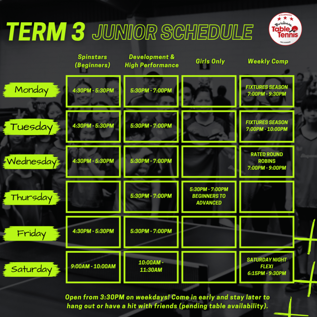 Term 3 2025 Junior Schedule